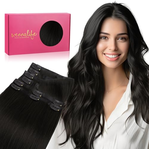 14 Inch 130g Seamless Clip-In Hair Extensions Natural Black - Invisible Edge