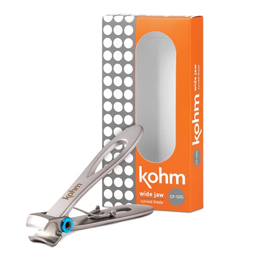 KOHM Silver Curved Heavy Duty Nail Clippers for Thick Nails - Manicure Tool