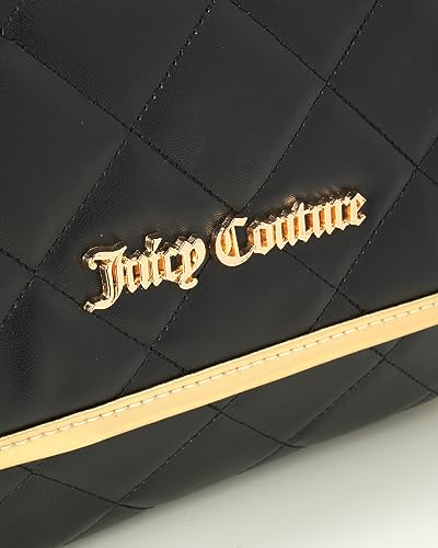 Black Faux Quilted Leather Makeup Bag with Gold Trim - Travel Toiletry Organizer