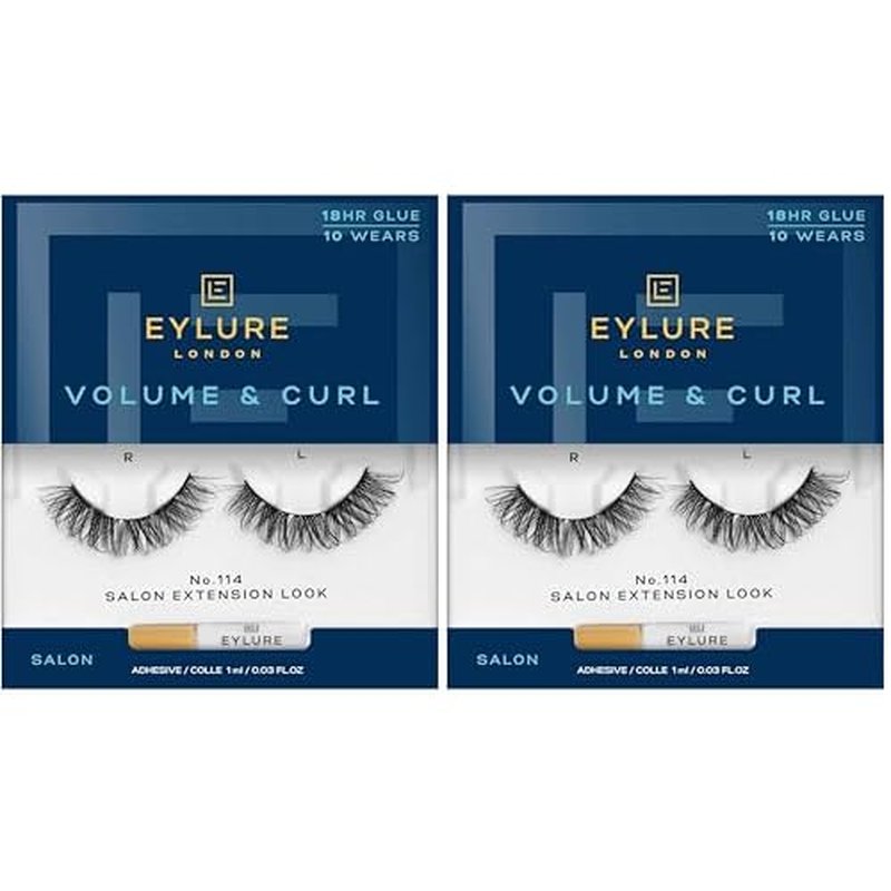 Eylure Salon Extension Look False Eyelashes, Volume No. 114, 1 Pair (Pack of 2)
