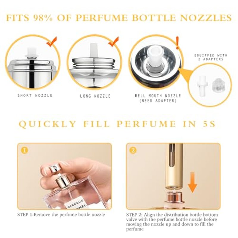 2PCS Perfume Travel Refillable Bottle, Bottom-Filling Fragrances Perfume Atomizer, Empty Mini Cologne Dispenser, Portable Sprayer Pocket Size for On the Go 10ml (Black & Dark Blue)