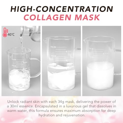 Deep Collagen Mask, 4pcs Gel Face Mask Rich in Nano-collagen, Vitality Probiotics, Vitamin E and Variety of Anti-aging Ingredients, Hydrating Over Night Face Masks, Sheet Face Masks for Women