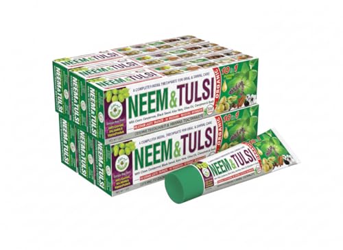 Organic Neem Tulsi Herbal Toothpaste Pack of 6 - Fluoride-Free, Vegan Oral Care