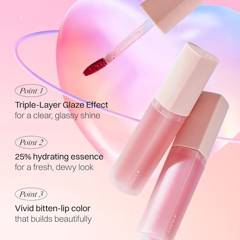HOLIKA HOLIKA Heart Crush Bare Glaze Tint - K-Beauty Girlish & Juicy Color Lip Tint with Moisture Essence, Long-Lasting Moisture & High Shine, 0.1 fl.oz. (04 BLUNT)