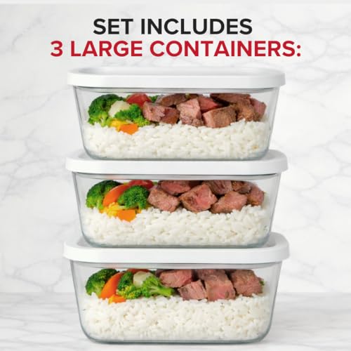 Large Set of Glass Vacuum Seal Food Storage Containers - 3 Pieces