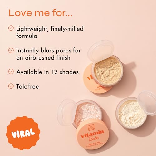 The Beauty Crop Vitamin Babe Setting Powder - Talc-Free Loose Powder for Flawless Finish - Medium Shade - 0.35 oz
