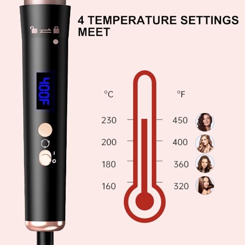 5 in 1 Curling Iron Set,Curling Iron Wand with 3 Barrel Hair Crimper(1.1inch) and 4 Interchangeable Ceramic Curling Wand(0.35"-1.25"), 4 Temp Heating Setting,Contain Protective Glove & 2 Clips