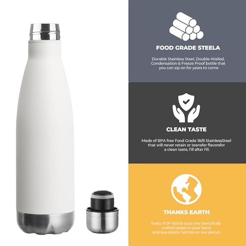 17oz Stainless Steel Sport Water Bottles 12 Pack - White, Leak-Proof & Insulated