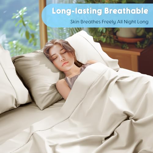 SONORO KATE 1000 Series Egyptian Cotton King Sheet Set Cream - 4 Pieces