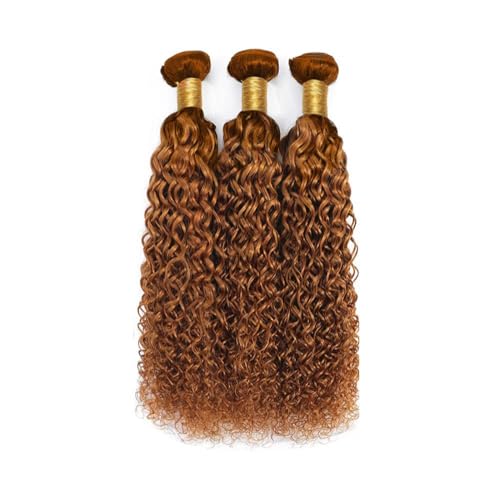 #30 Light Brown Water Wave Human Hair Bundles - 12, 14, 16 Inch, Unprocessed Virgin Brazilian Hair