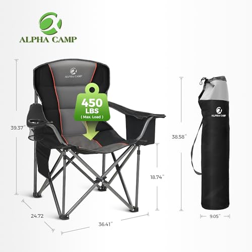 Oversized Camping Chair with Lumbar Support - Black, 1 Pack