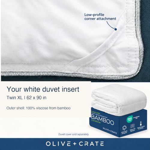 Olive + Crate Twin XL Bamboo Comforter Duvet Insert - White, Cooling & Hypoallergenic
