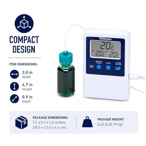 Traceable Bottle Probe Digital Thermometer with Calibration & NIST Certificate