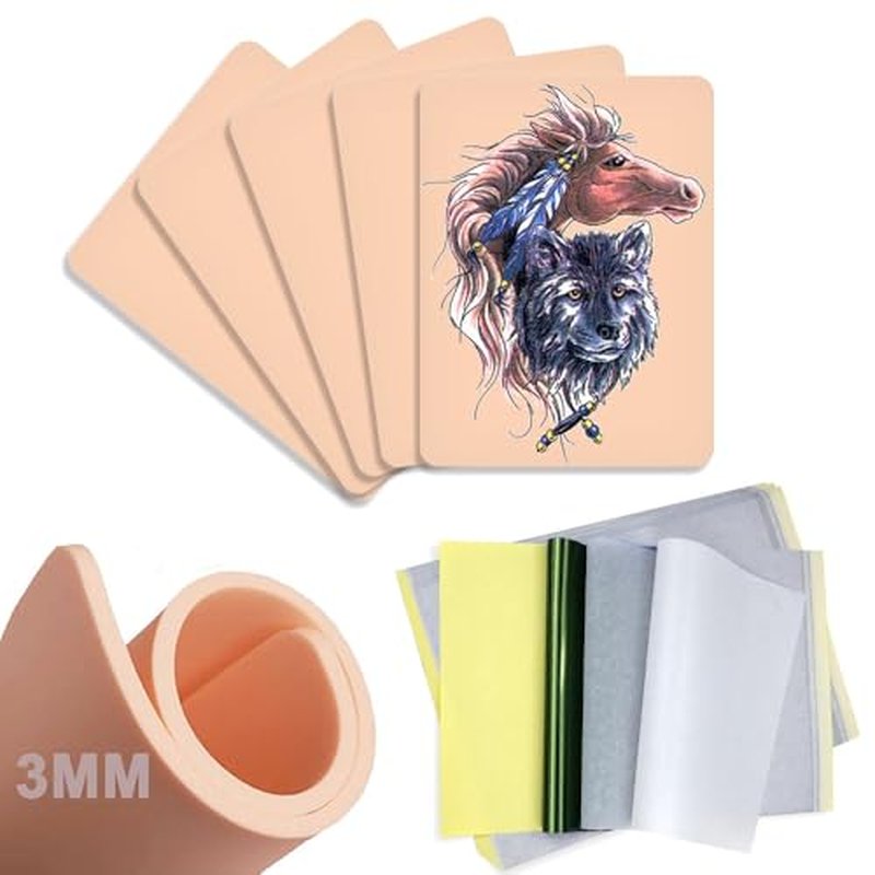 20Pcs Tattoo Practice Skin 3MM with Transfer Paper Kit- Gakonp 5pcs Fake Practice Skin 15pcs Tracing Paper 3mm Thick Tattoo Fake Skins Kit
