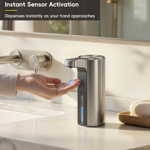Touchless Automatic Soap Dispenser Stainless Steel 9 oz - Rechargeable