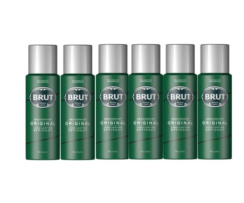 6x Brut Original Deodorant Body Spray 200ml for Men & Women
