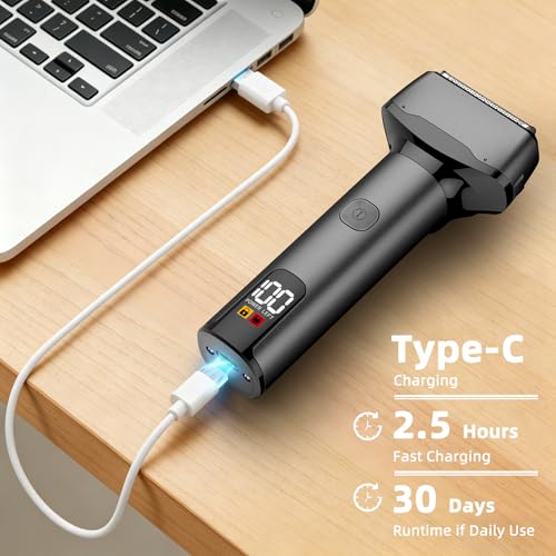 Men's Electric Foil Shaver with Pop-Up Trimmer Waterproof & Rechargeable - Black