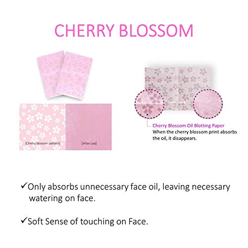 [100 Counts + Mirror Case] Cherry Blossom Natural Oil Blotting Paper for Face Korean with Mirror Case