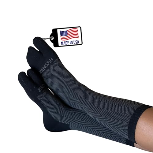 Zensah Bunion Ease Sock - Corrector Relief Toe Separator Socks for Women Men, Black/Grey, X-Large