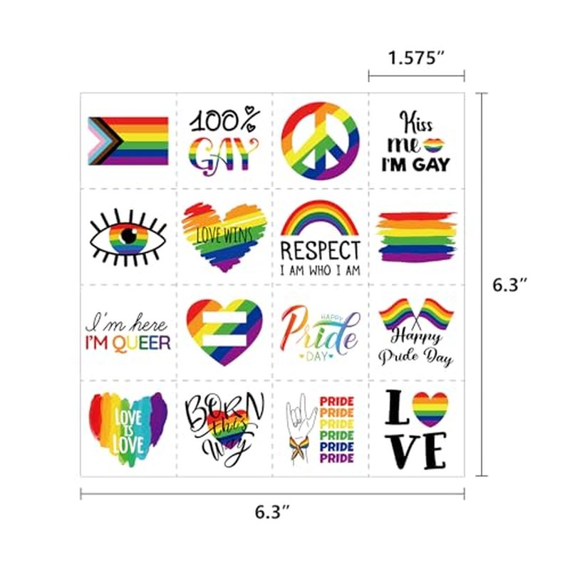 256PCS Pride Day Rainbow Tattoos ? Love Gay LGBT Flag Stickers Parades Party Favors Supplies Decorations
