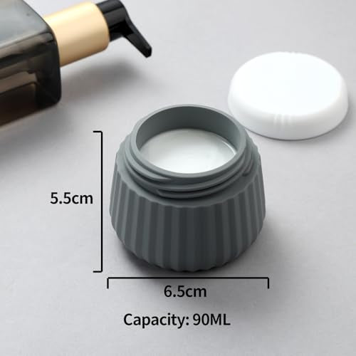 Travel Bottles and Jars Set - 3oz Leak-Proof Silicone Containers with Clear Bag - Black & Gray