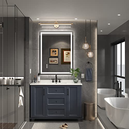 28x36 LED Bathroom Mirror with Lights - Anti-Fog, Dimmable, 3-Color, Backlit & Front Lit - Variation of 3-Color (Front+Back) 36"L x 28"W