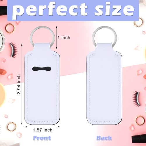 Ferreve 100 Pcs Sublimation Lipstick Holder Keychain Bulk Blank Lipstick Balm Gloss Holder Neoprene Blanks Portable Protective Cases for Women DIY Key Ring Travel Supplies