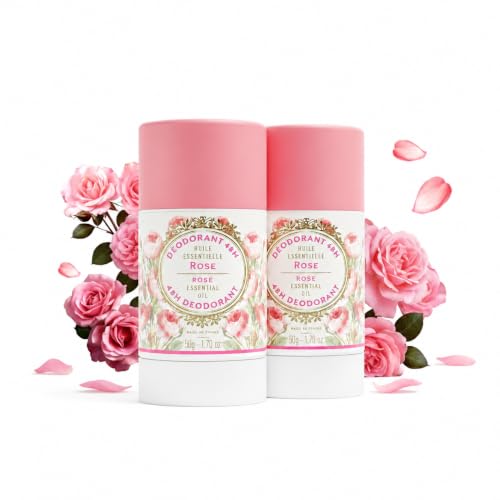 Natural Rose Deodorant Duo Pack - Aluminum Free, 2 x 1.7 oz, Long-Lasting & Sensitive Skin Safe