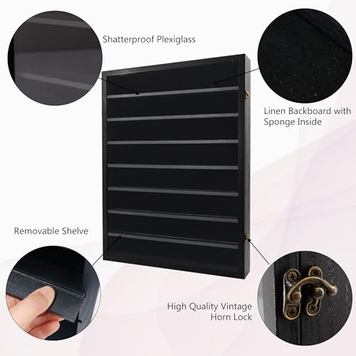 Hodeframe 18x24 Large Black Shadow Box Frame with Removable Shelves (Black, 18x24) – Deep Display Case for Collectibles