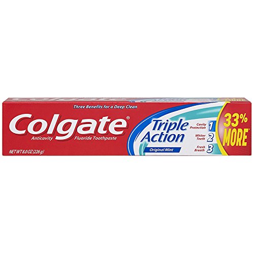 Colgate Triple Action Mint Toothpaste 8oz Pack of 6 - Deep Clean & Fresh Breath