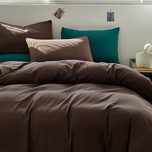King Size Brown Comforter Set - Soft Microfiber Mocha Bedding, 3 Pieces