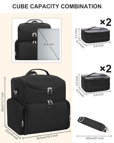 Relavel Tattoo Travel Case Backpack with Removable Pouches - Black, Medium