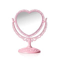 Pink Heart Vanity Mirror - Double Sided 360 Degree Swivel - Aesthetic Makeup Cosmetic Mirror for Table Desk Countertop Dresser Coquette Bathroom Bedroom Decor