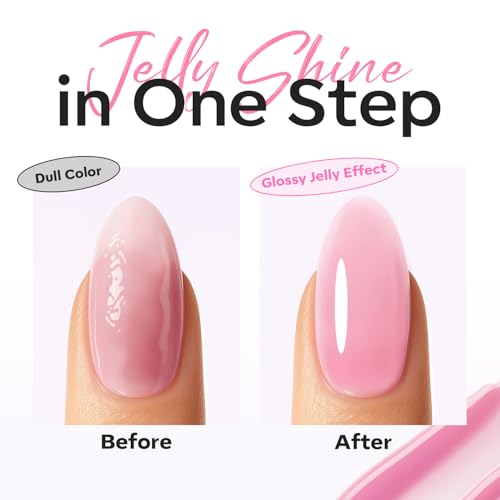 Builder Nail Gel Top Coat Rosy Pink 15ml No Wipe UV Cure - Glossy, Strengthening, Long-Lasting