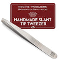 Regine Switzerland Silver Slant Tip Precision Eyebrow Tweezers - Professional Quality