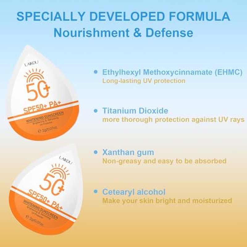 2g*15PCS Travel Size Sunscreen SPF50+ PA+ ? Mini Sunscreen for Face & Body, Waterproof, Non-Greasy, Perfect for Outdoor, Beach, Daily Use, Summer Party & Thank You Gifts