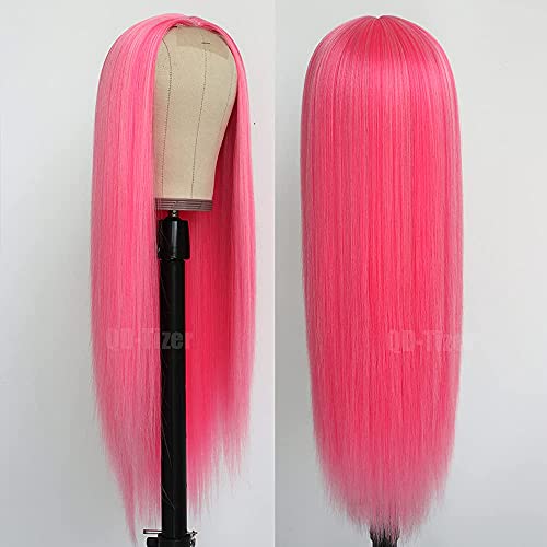 Pink Synthetic Hair Wigs for Women - Pastel Pink, Long Straight, Heat Resistant