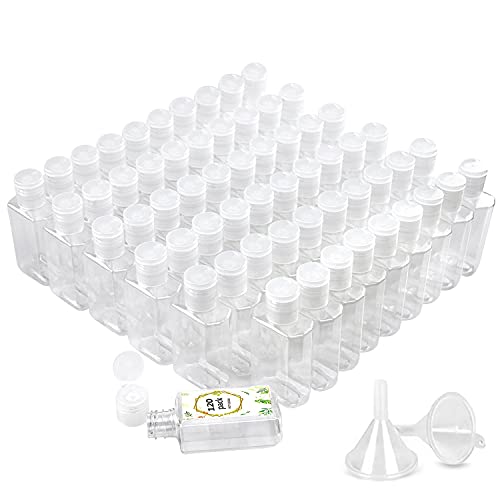 FOOCHY 120 Pack Clear Plastic Refillable Flip-Top Bottles for Hand Sanitizer Shampoo Lotion,etc - No BPA/Parabens, 60ml/2oz