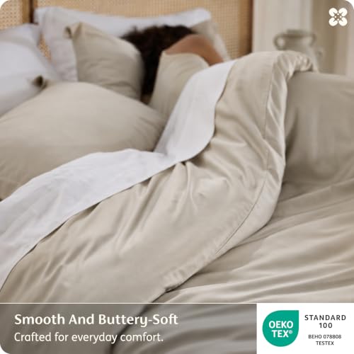 Bedsure King Linen Duvet Cover Set - 104 x 90 Inches, No Comforter, Breathable Bamboo Viscose