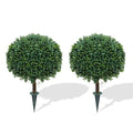 Artificial Boxwood Topiary Balls Set of 2 - Outdoor Garden Decor