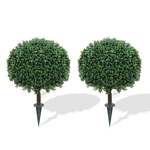 Artificial Boxwood Topiary Balls Set of 2 - Outdoor Garden Decor