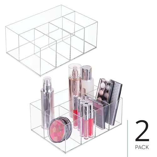 iDesign 5-Section Divided Makeup Organizer for Bathroom Vanity or Countertop - Set of 2 - Clear
