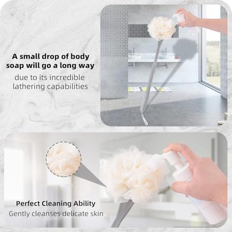 Loofah on a Stick, 20.5¡± Shower Sponge Loofah Back Scrubber, Exfoliation and Improved Skin Health, Back Loofah for Shower for Men Women