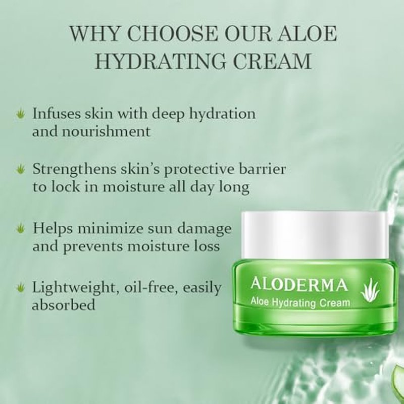 Aloderma Signature Aloe Hydrating Set - 5 Pieces - Aloe Vera Gel, Cleanser, Toner, Serum, Cream