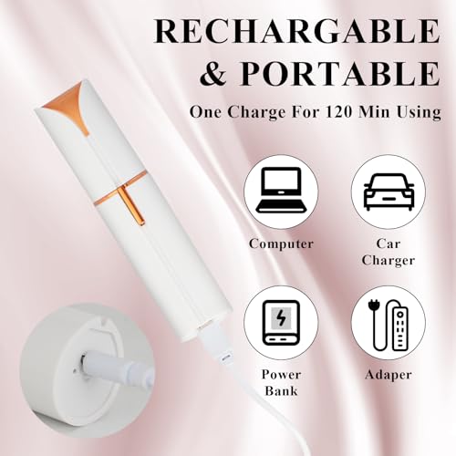 Facial Hair Removal for Women Men£¬Electric Painless Hair Removal Device Included 2 x Replacement Heads£¬USB Rechargeable Lady Womens Face Shaver with LED Light for Lip,Chin,Arms (Multicolor)