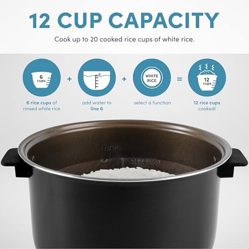 Professional CoreCoat 6-Cup & 12-Cup Digital Rice Cooker with Steaming & Lids - PFAS-Free Ceramic Coating