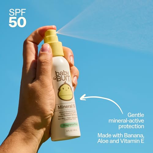 Sun Bum Baby SPF 50 Mineral Sunscreen Spray - Travel Size 6 Fl Oz - Sensitive Skin & Face & Body Protection, Fragrance-Free, 2 Pack