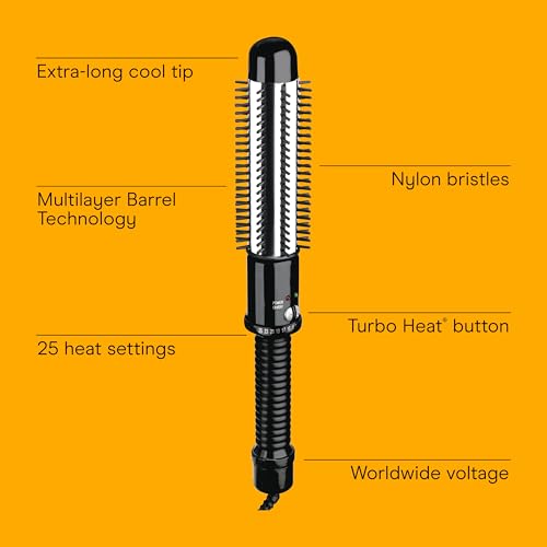 Conair Curling Iron Brush 1.25 Inch Instant Heat Nylon Bristles Black