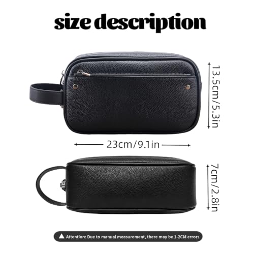 KAIDUCHKDC Black Anti-Theft Lock PU Leather Toiletry Bag for Travel