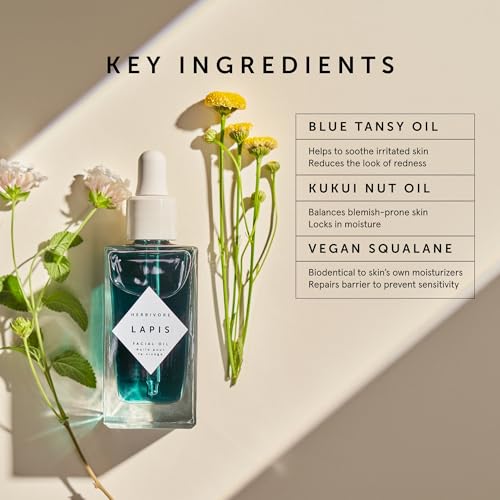 HERBIVORE Lapis Facial Oil | Balances Oil & Soothes Redness with Blue Tansy & Squalane | Safe for Oily & Acne Prone Skin, Non-Comedogenic, Vegan